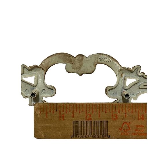 Vintage French Provincial Drawer Pull Painted Metal Curved - Picture 5 of 10